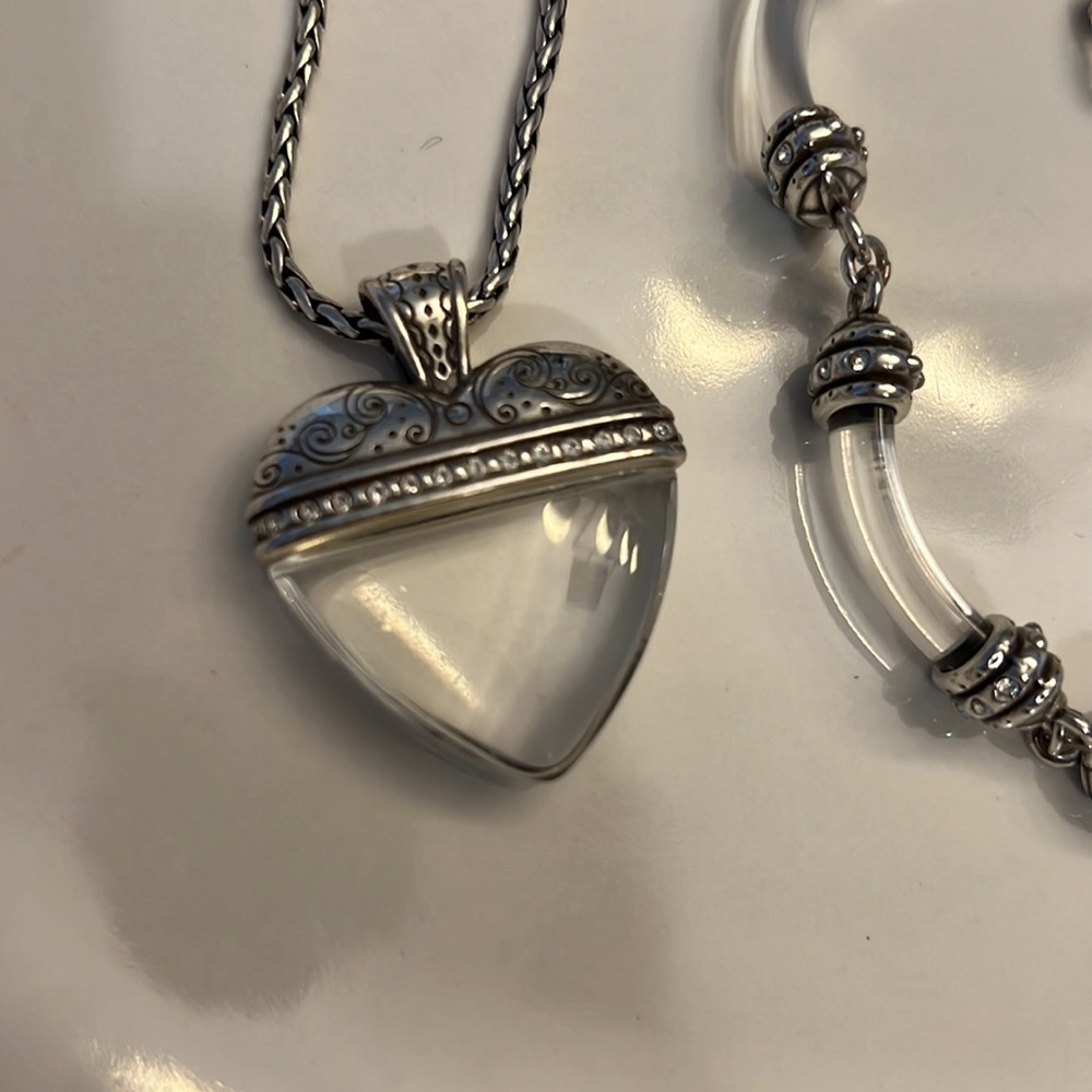 Brighton Jewelry Set - Clear Heart Necklace, Bracelet and Earrings - Retired - Picture 3 of 8